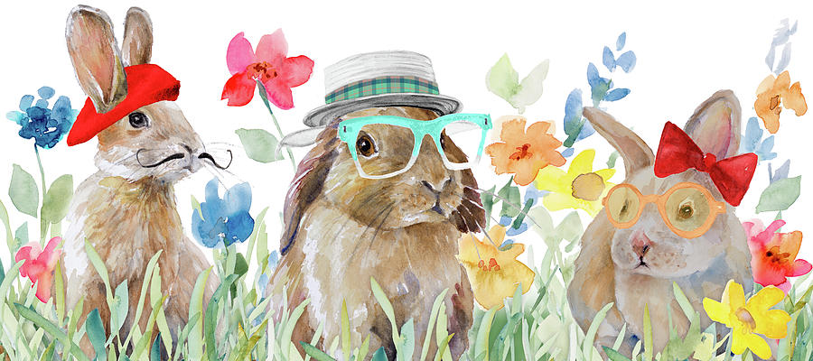 Spring Mixed Media - Hipster Bunny Spring by Lanie Loreth