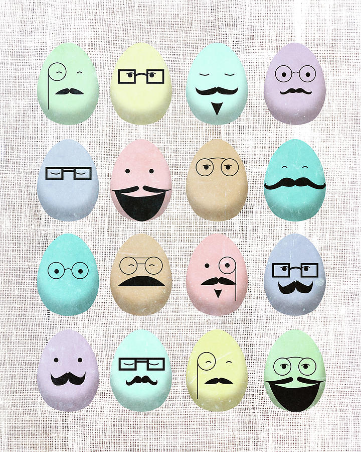 Egg Digital Art - Hipster Eggs With Mustaches by Sd Graphics Studio