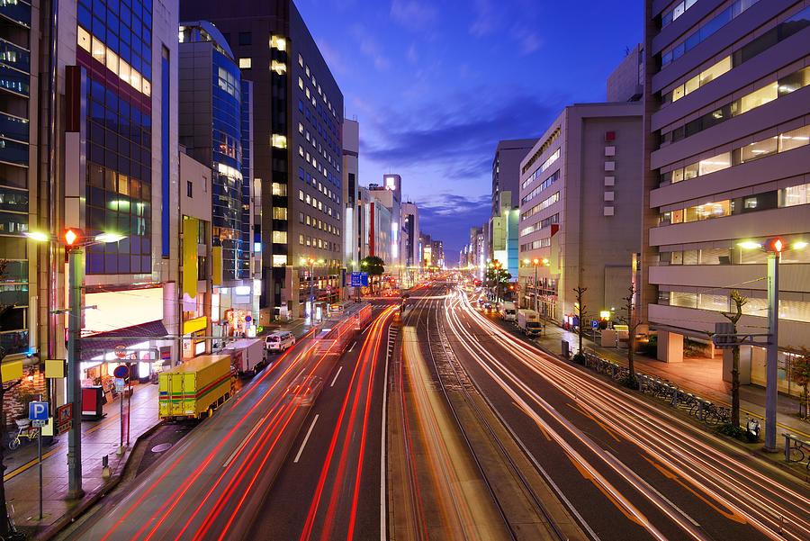 Rush Hour Movie Photograph - Hiroshima, Japan Above Aioi-dori Avenue by Sean Pavone
