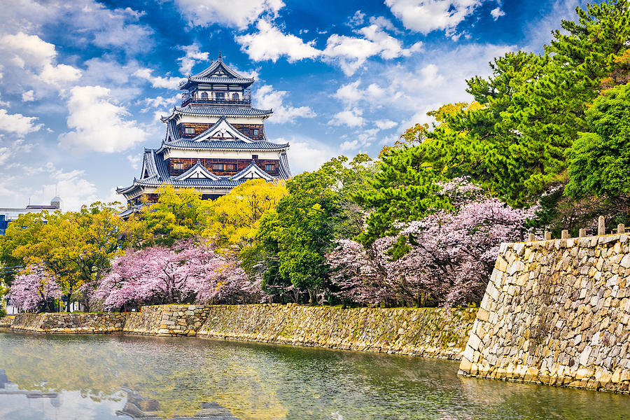 Spring Photograph - Hiroshima, Japan At Hiroshima Castle by Sean Pavone