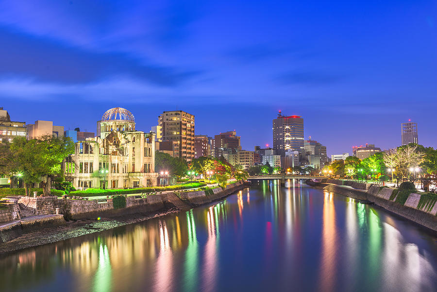 Architecture Photograph - Hiroshima, Japan Skyline And Atomic by Sean Pavone