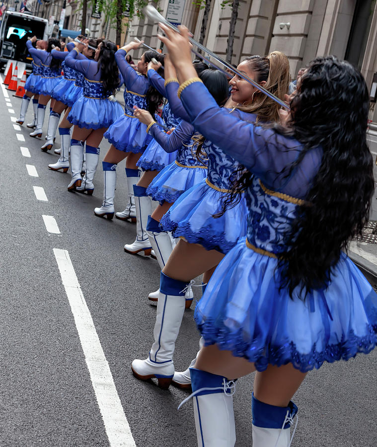 Hispanic Day NYC 10_14_2018 NYC Baton Twirling Dancers Photograph by Robert Ullmann
