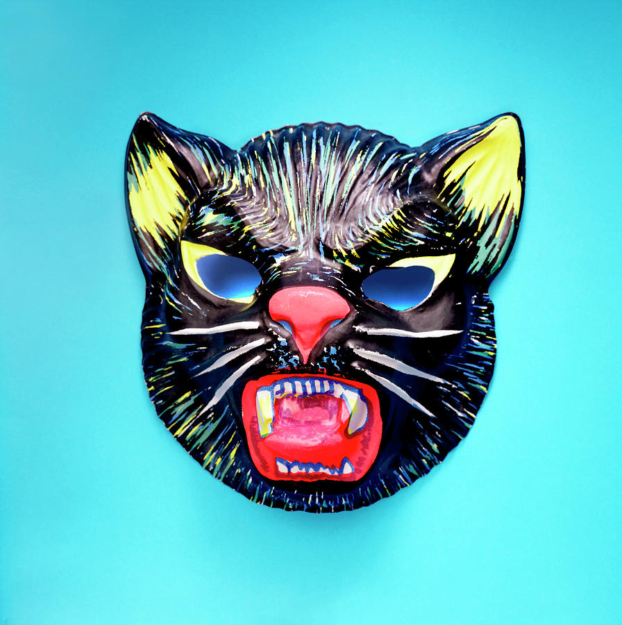 Hissing Black Cat Mask Drawing by CSA Images - Pixels