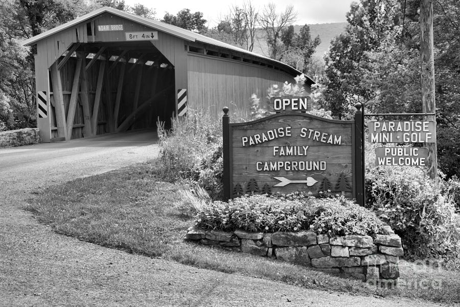 Historic Adair Covered Bridge Black And White Photograph by Adam Jewell