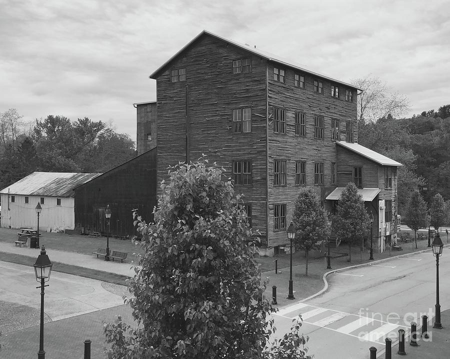 Feed Store Photograph - Historic Altman Mill In Black And White by Megan Cohen Feed Store Photograph - Historic Altman Mill In Black And White by Megan Cohen