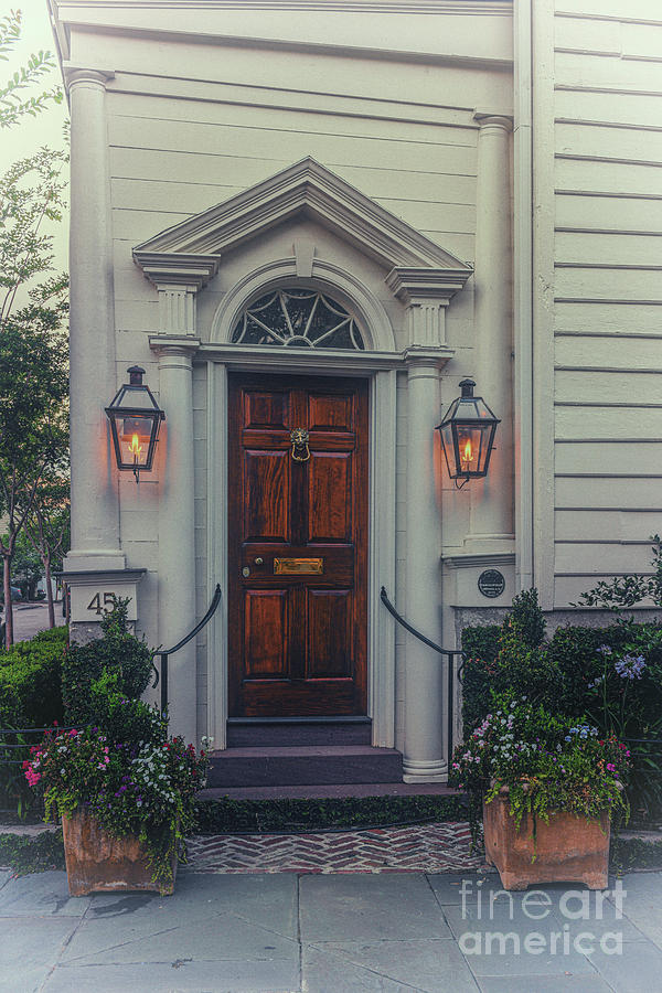 Historic Charleston Home - Gas Lantern Entrance Photograph by Dale Powell
