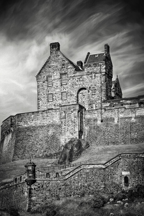 Historic Edinburgh Castle Scotland Black and White Photograph by Carol Japp