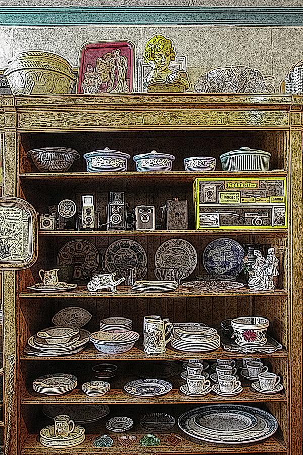 General Store Digital Art - Historic General Store Merchandise Dishes And Cameras by Marlin and Laura Hum General Store Digital Art - Historic General Store Merchandise Dishes And Cameras by Marlin and Laura Hum