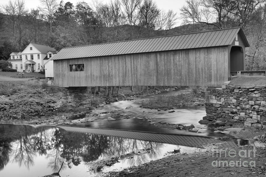 Historic Green River Covered Bridge Black And White Photograph by Adam Jewell