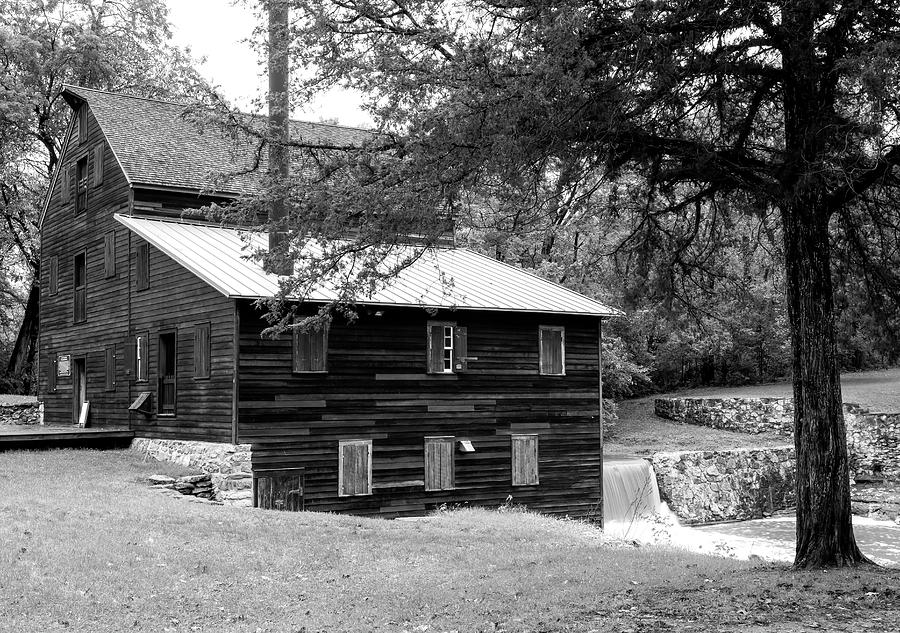 Historic Grist Mill Black and White Photo Photograph by Sandra Js