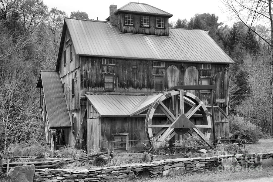 Historic Jeffersonville Grist Mill Black And White Photograph by Adam Jewell