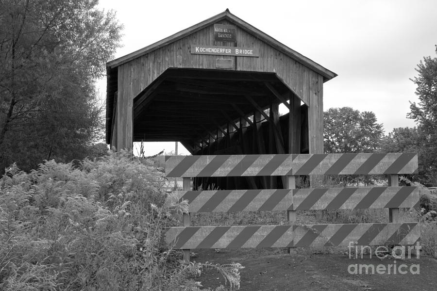 Historic Kochenderfer Covered Bridge Black And White Photograph by Adam Jewell