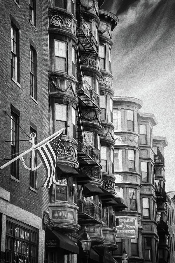 Historic North End Boston Massachusetts Black and White  Photograph by Carol Japp