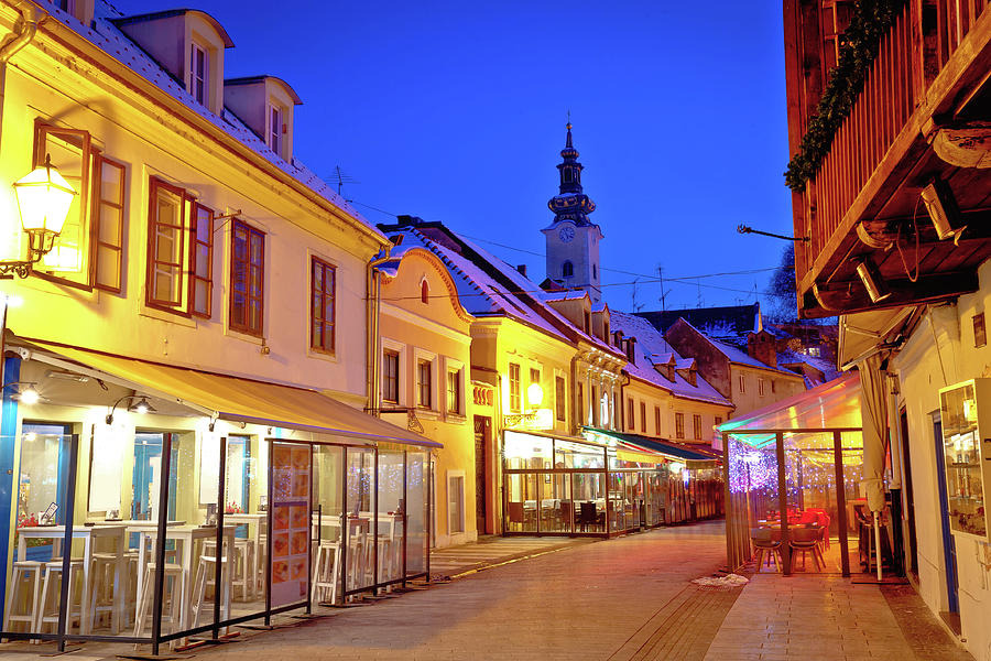 Historic old Tkalciceva street of Zagreb evening view Photograph by Brch Photography