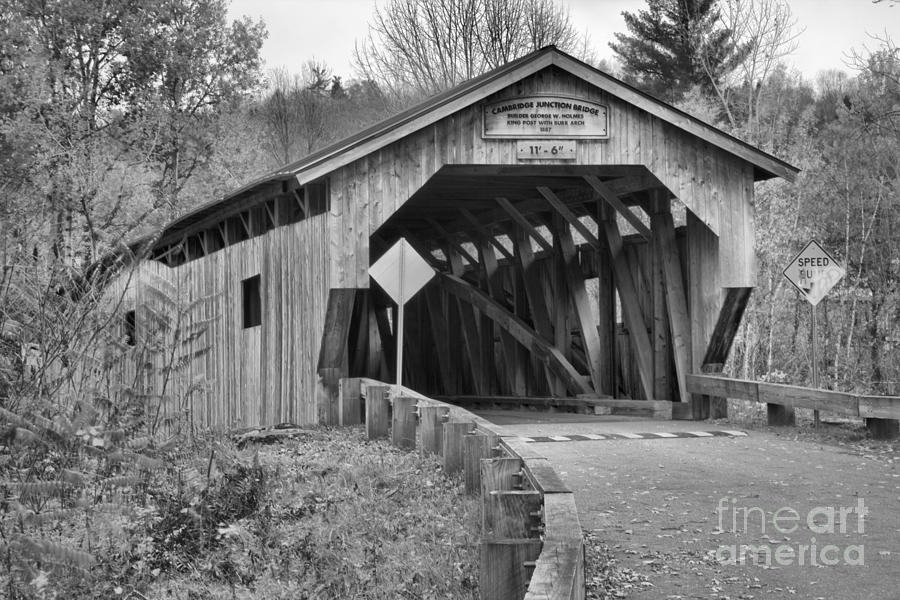 Historic Poland Covered Bridge Black And White Photograph by Adam Jewell