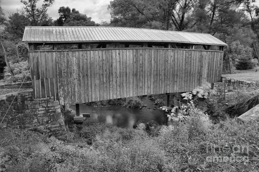 Historic Red Covered Bridge Black And White Photograph by Adam Jewell ...