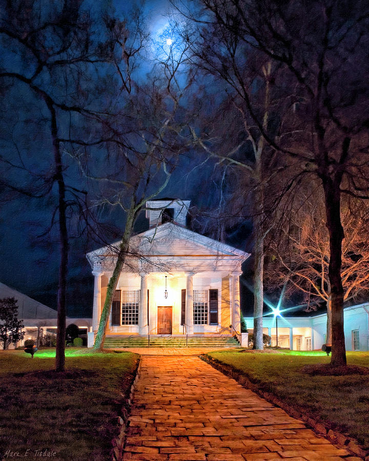 Historic Roswell Presbyterian Church By Night Photograph by Mark Tisdale