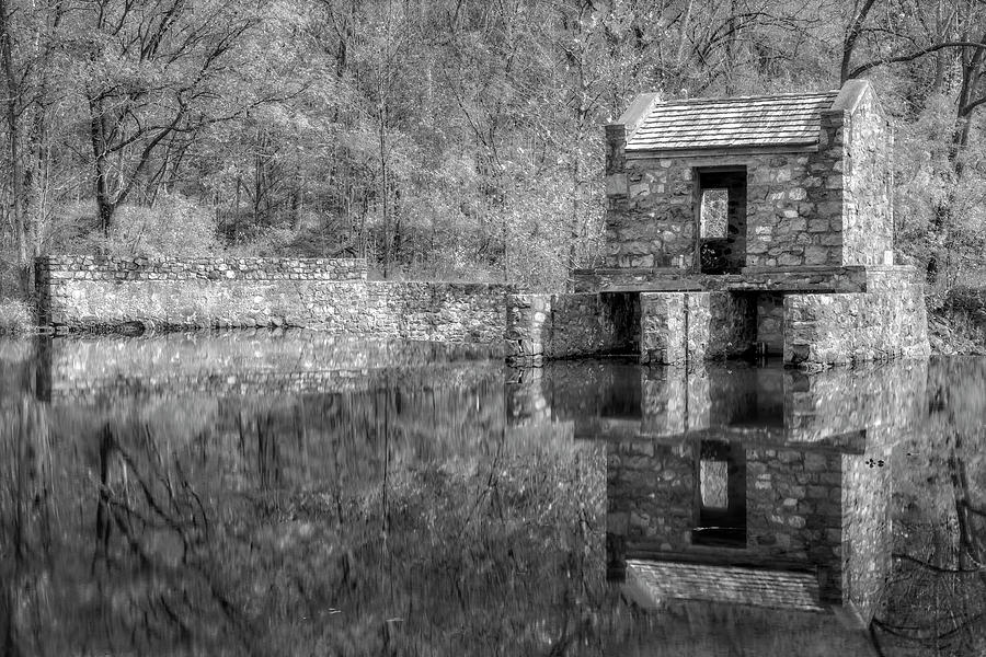 Architecture Photograph - Historic Speedwell Dam BW by Susan Candelario