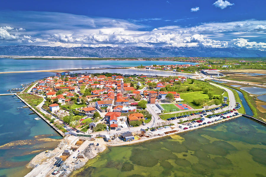 Historic town of Nin laguna aerial view Photograph by Brch Photography