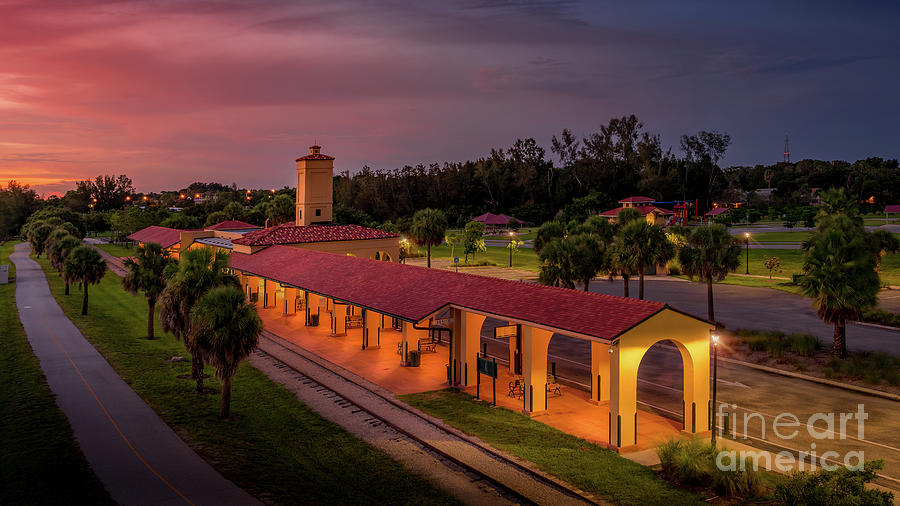 Architecture Photograph - Historic Train Depot in Venice, Florida by Liesl Walsh
