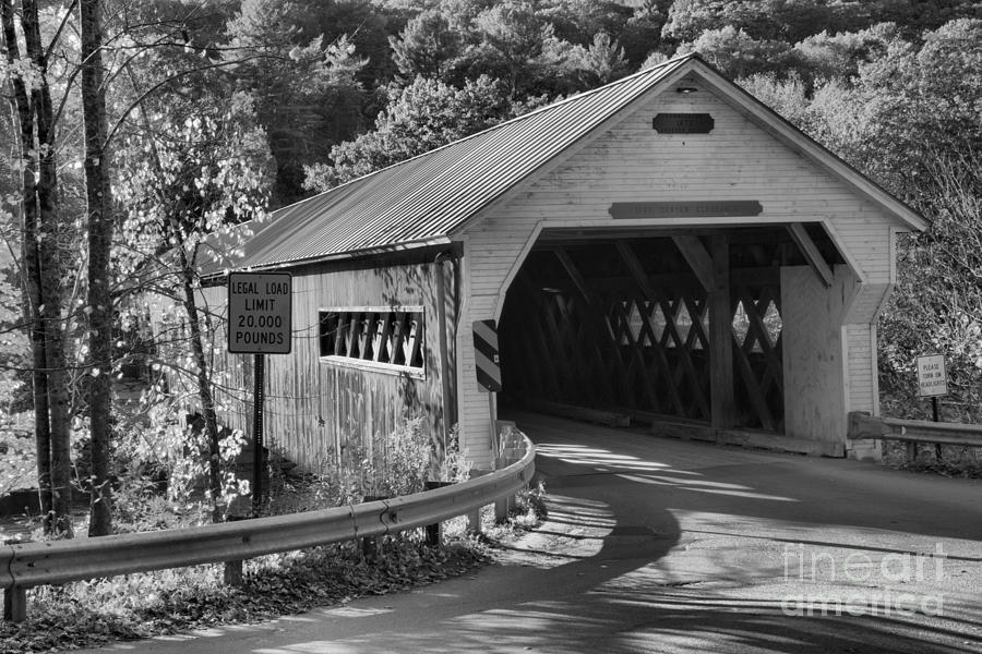 Historic Wooden Dummerston Covered Bridge Black And White Photograph by Adam Jewell