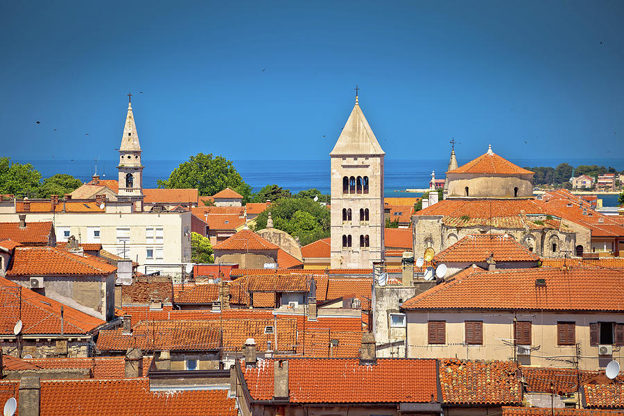 Historic Zadar towers and rooftops view Photograph by Brch Photography