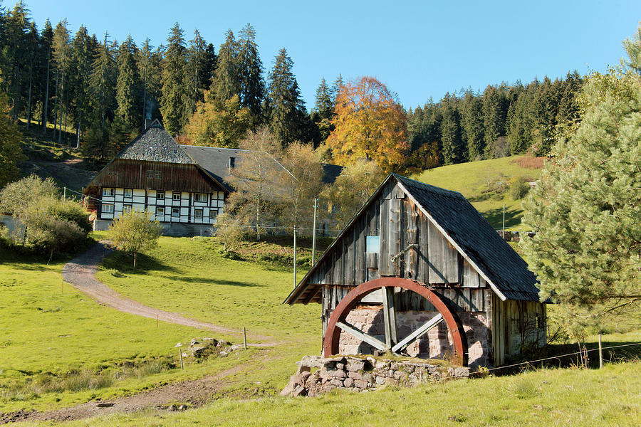 Historical Black Forest Mill And Farmhouse In Autumn, Windkapf Mountain, Historical Building, Black Forest, Germany Photograph by Ralf Greiner Fotografie