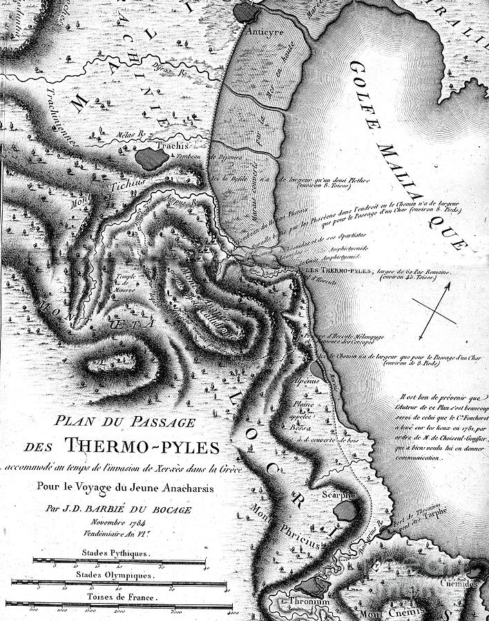 Historical Map Of Thermopylae Photograph by Collection Abecasis/science Photo Library