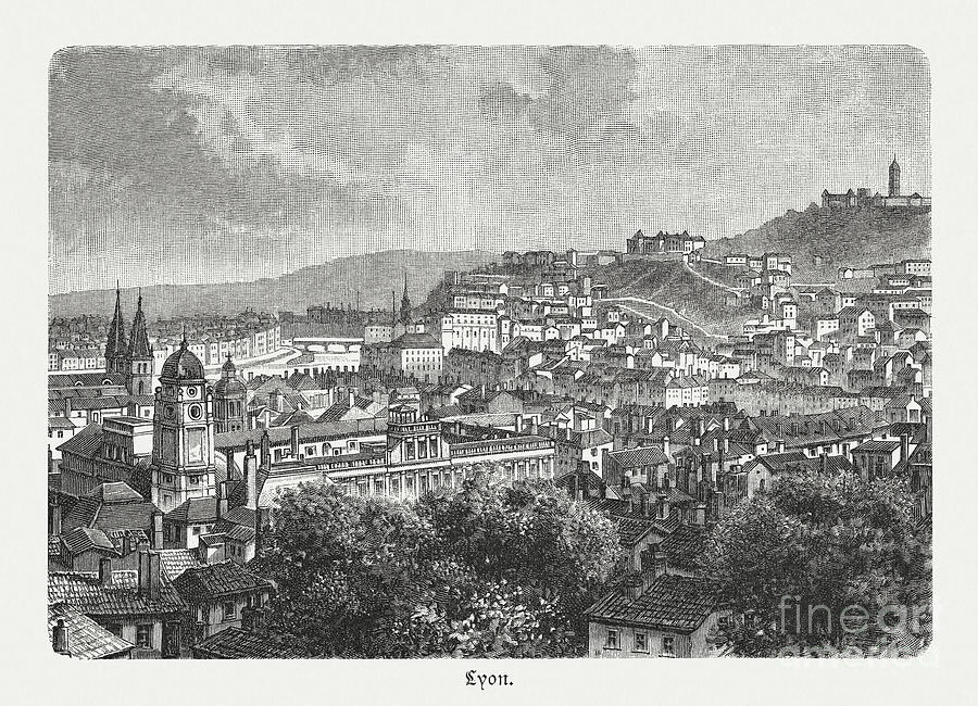 Historical View Of Lyon, France, Wood Digital Art by Zu 09