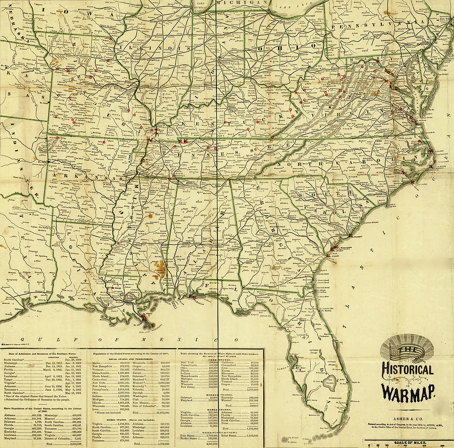 Historical War Map - 1862 Painting by Unknown - Fine Art America