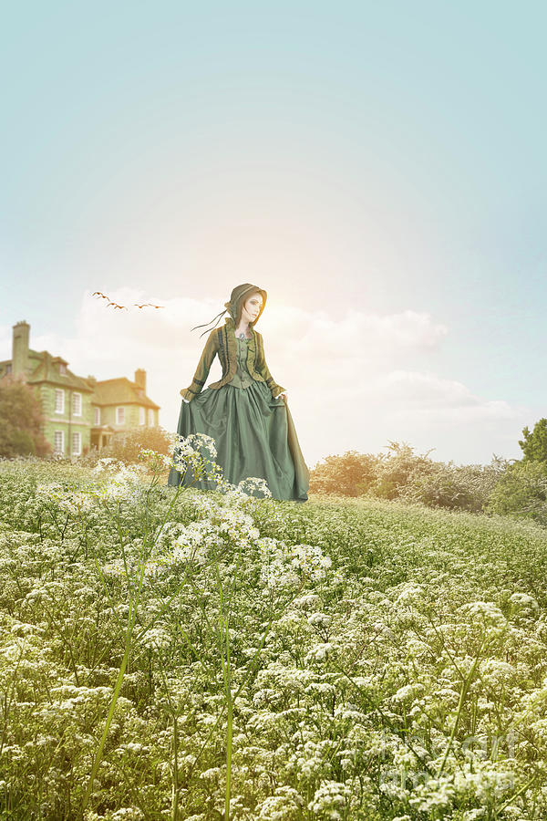 Historical Woman Walking In The Grounds Of A Large House Photograph by Ethiriel Photography