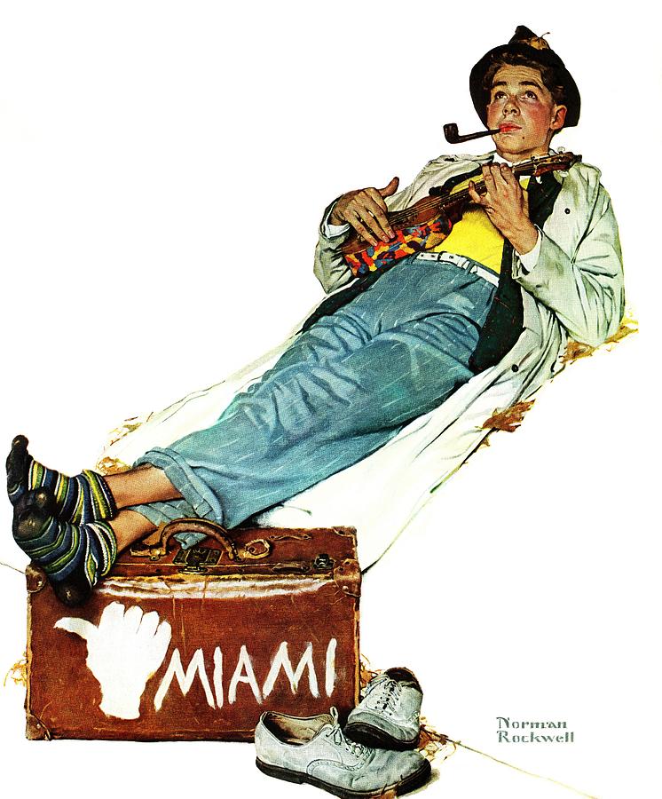 Norman Rockwell Painting - hitchhiker To Miami by Norman Rockwell