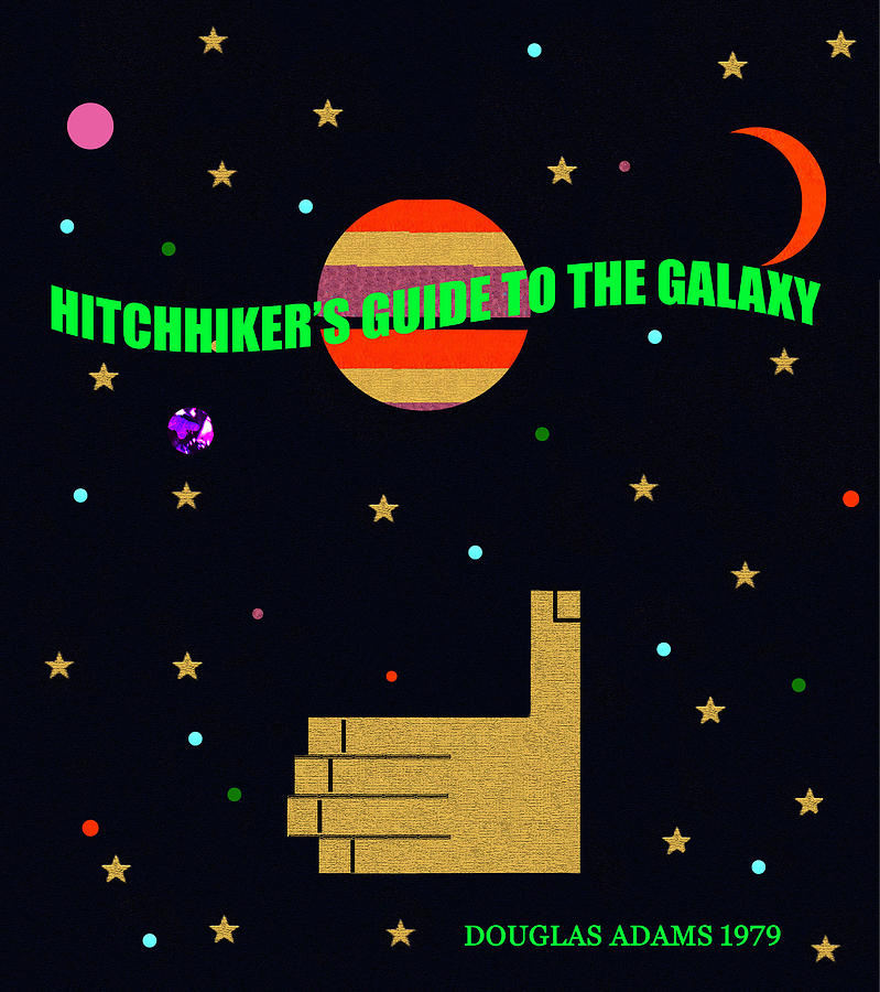 Hitchhikers Guide to the Galaxy minimal book cover art Digital Art by David Lee Thompson