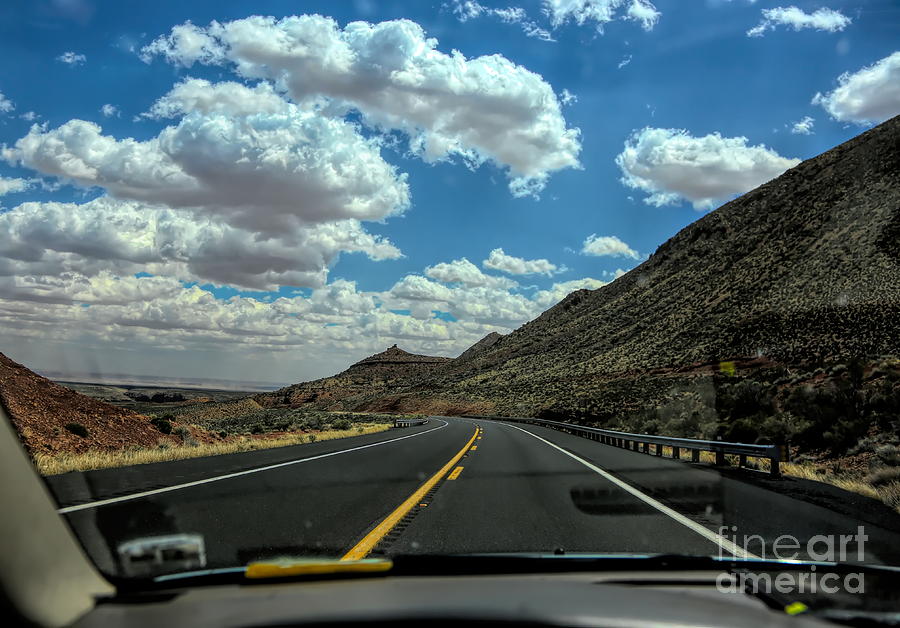 Hiway through Arizona while driving  Photograph by Chuck Kuhn