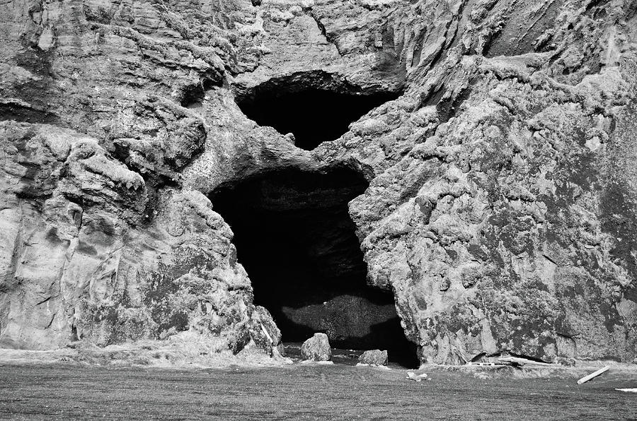 Hjorleifshofdi Yoda Cave Entrance in Southern Iceland Black and White ...