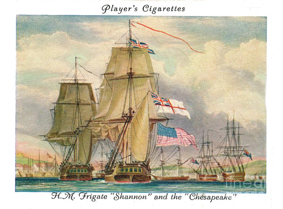 Hmfrigate Shannon And The Chesapeake Drawing by Print Collector