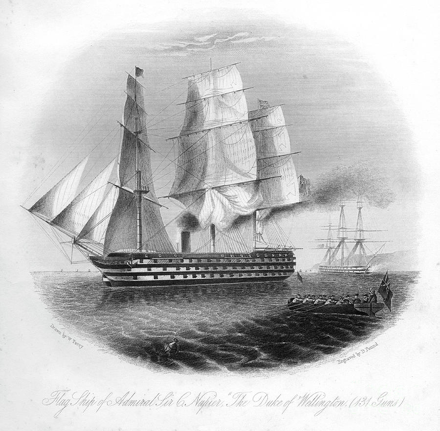 Hms Duke Of Wellington, 1857.artist Dj Drawing by Print Collector
