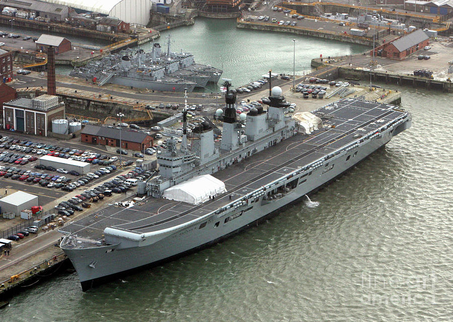 Boat Photograph - HMS illustrious Portsmouth Naval Base, England 2007 by Glenn Harvey