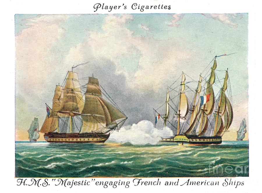 Hms Majestic Engaging French Drawing by Print Collector
