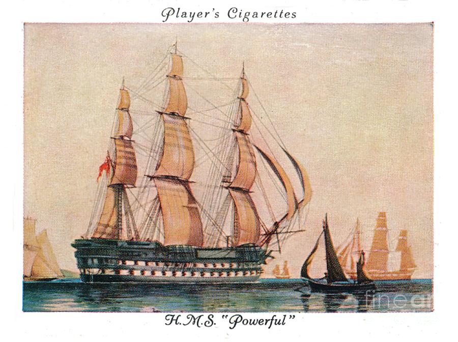 Hms Powerful Drawing by Print Collector