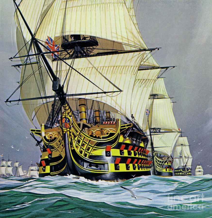 HMS Victory before Trafalgar  Painting by Angus McBride