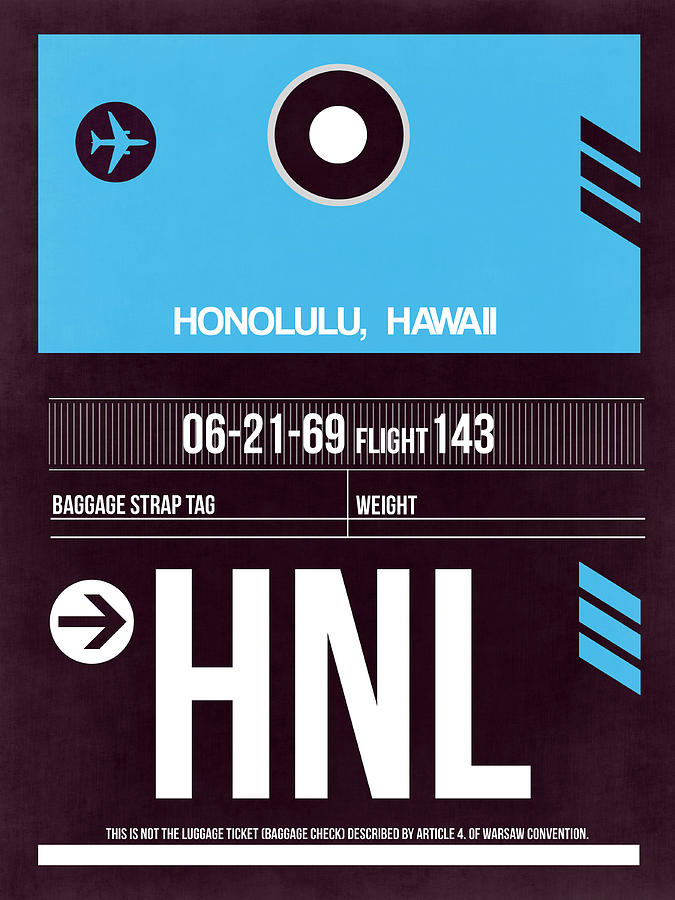 Honolulu Digital Art - HNL Honolulu Luggage Tag II by Naxart Studio
