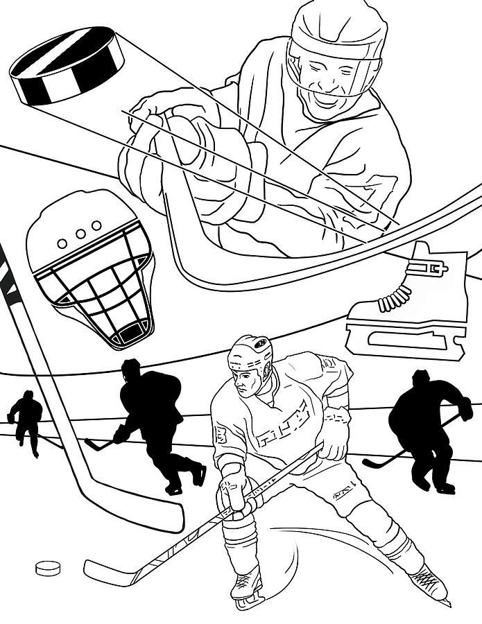 Hockey Mixed Media - Hockey Coloring by Art House Design