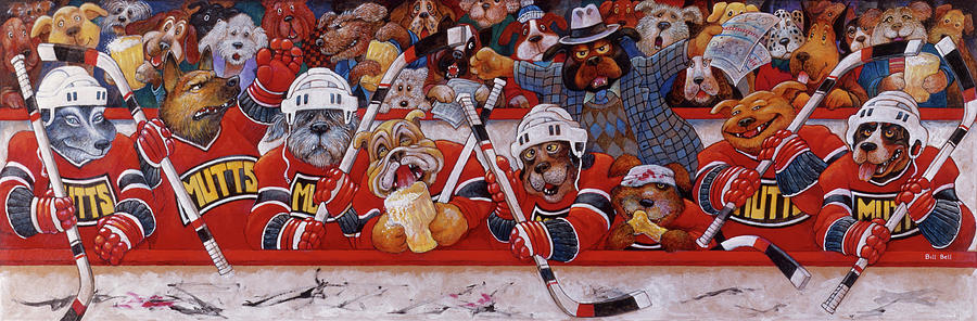 Animal Painting - Hockey Mutts by Bill Bell