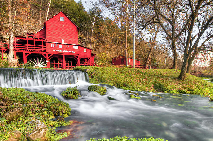 Hodgson Water Mill And Flowing Bryant Creek Landscape Photograph