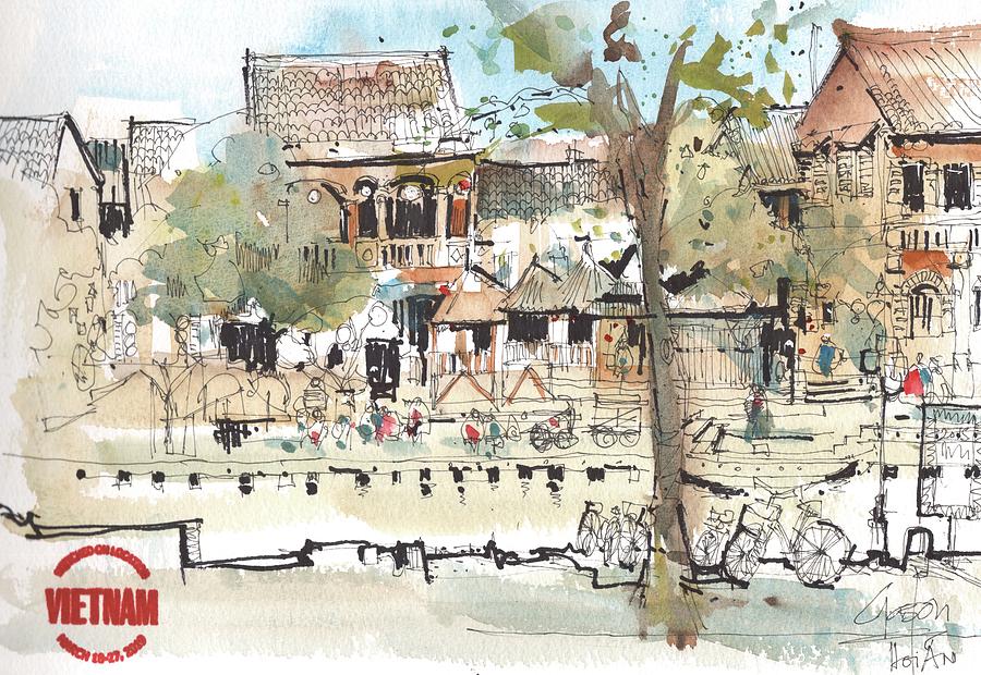 Hoi An on the river Painting by Gaston McKenzie