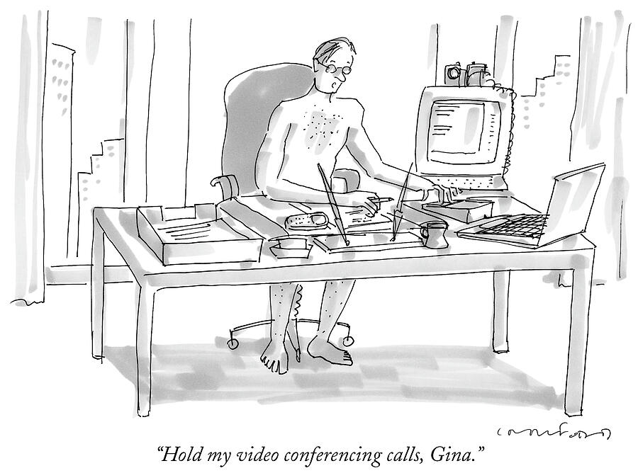 Hold My Video Conferencing Calls, Gina Drawing by Michael Crawford Hold My Video Conferencing Calls, Gina Drawing by Michael Crawford