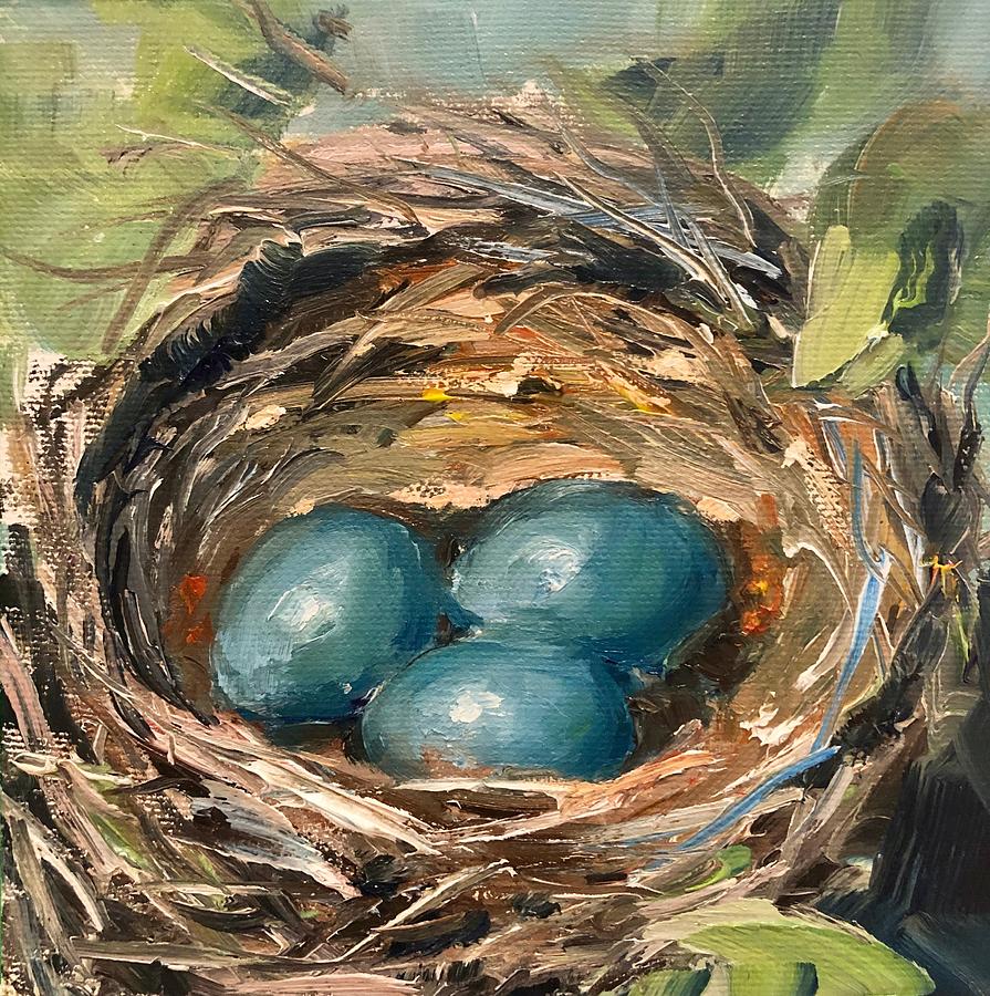 Robin's Nest Painting - Holding Pattern by Sarah Jane Conklin