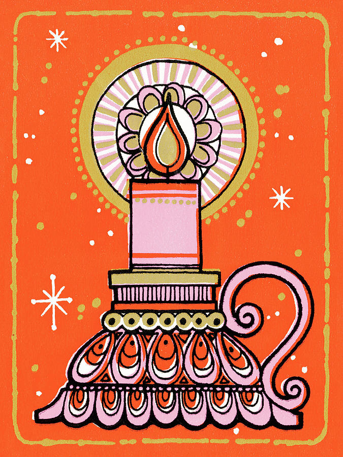 Christmas Drawing - Holiday candle by CSA Images
