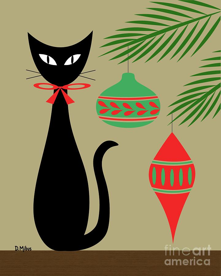 Holiday Cat 1 on Beige by Donna Mibus Holiday Cat 1 on Beige by Donna Mibus